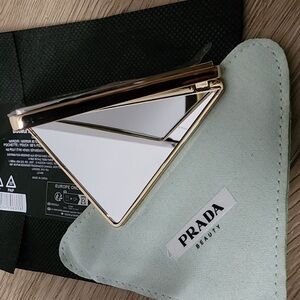 RARE: Prada Metallic Gold and Silver Triangle double Mirror